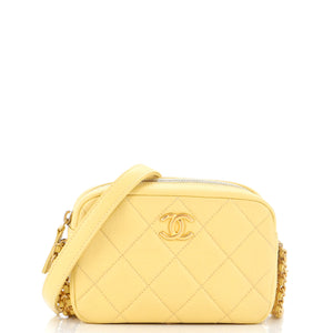 CHANEL Chain Melody Camera Bag Quilted Caviar Small