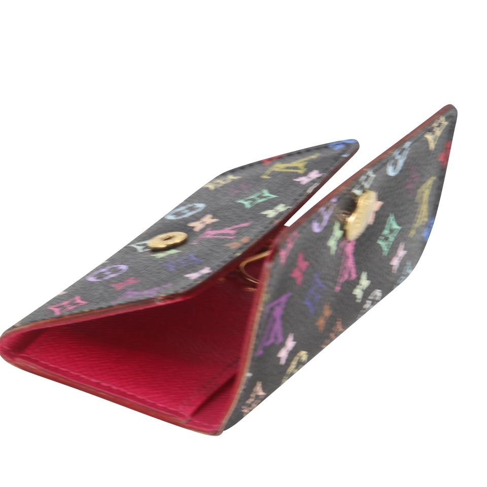 Louis Vuitton Black Pink Takashi Murakami Monogram Multicolore Multicles 4 Key Holder Wallet Tech Accessory