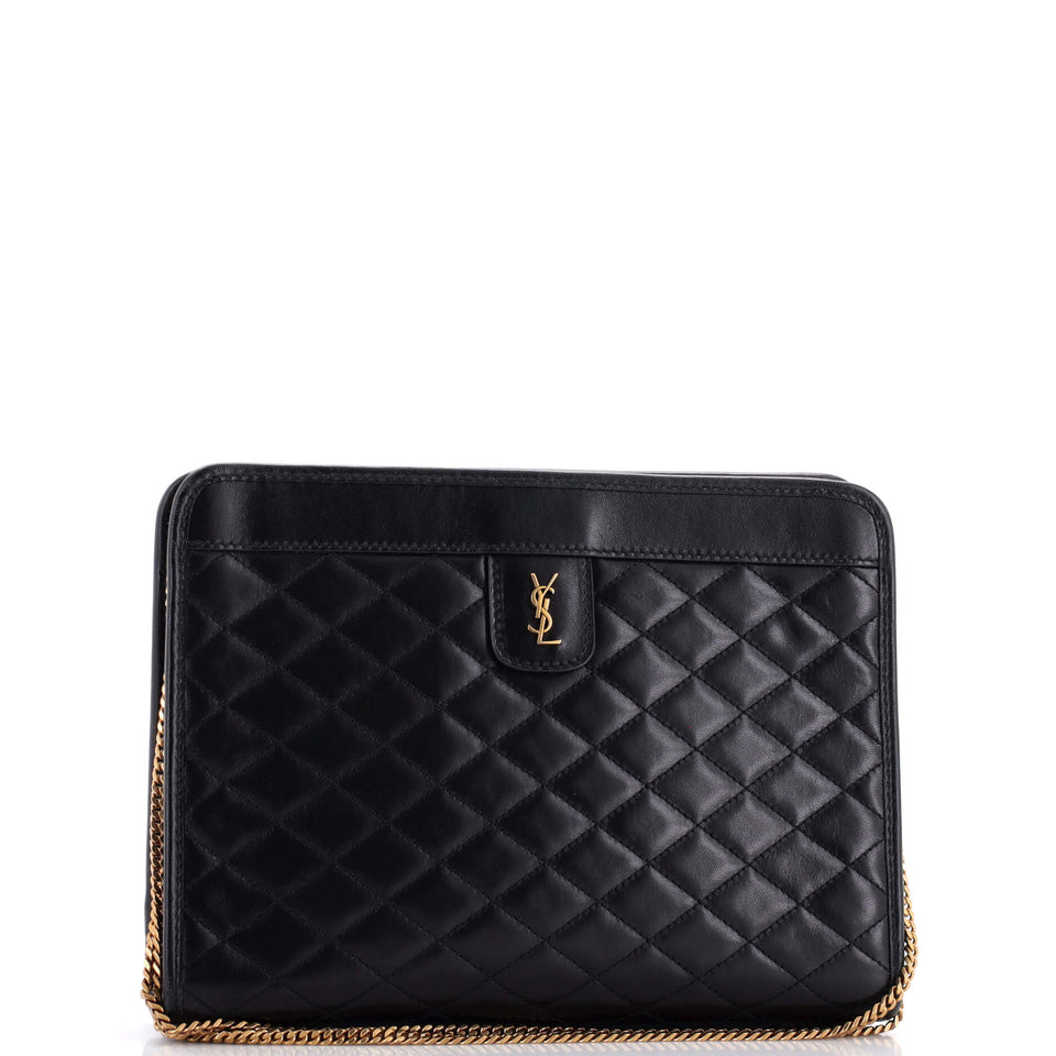 Victoire Chain Clutch Quilted Leather