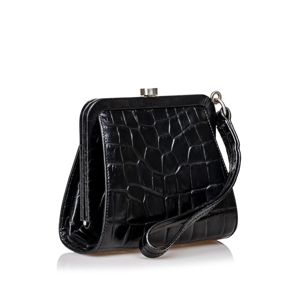 Burberry Black Others Leather Embossed Clutch Bag United Kingdom