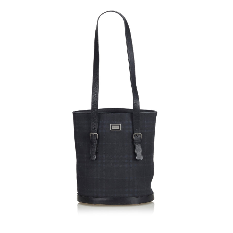Burberry Black PVC Plastic Smoke Check Tote Bag United Kingdom