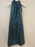 Prada Blue & Green Metallic Sleeveless Midi Dress with Floral Prints Size IT 40 (UK 8)