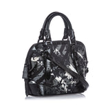 Burberry Black Nylon Fabric Beat Check Printed Satchel Italy