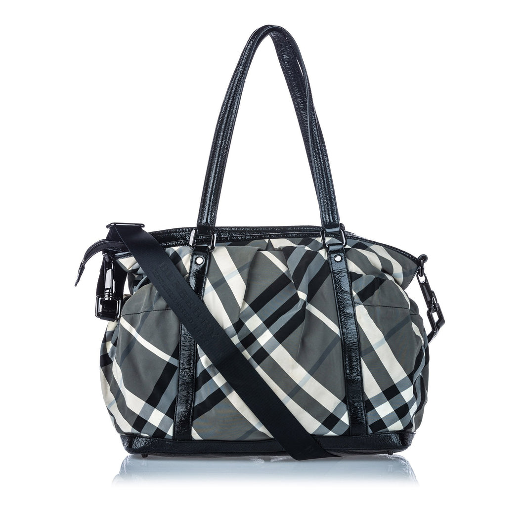 Burberry Black Nylon Fabric Beat Check Satchel United Kingdom