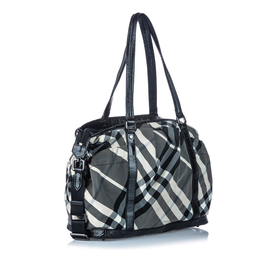 Burberry Black Nylon Fabric Beat Check Satchel United Kingdom