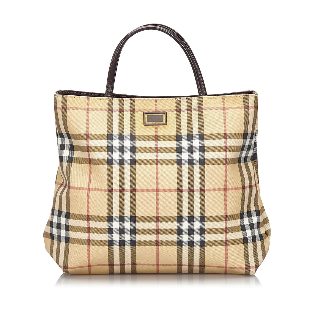 Burberry Brown Beige Canvas Fabric House Check Handbag United Kingdom