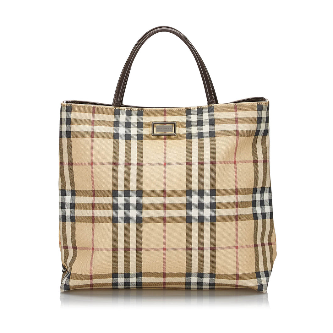 Burberry Brown Beige Canvas Fabric House Check Handbag United Kingdom