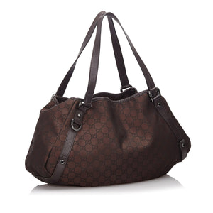 Gucci Brown Dark Canvas Fabric GG Pelham Tote Bag Italy