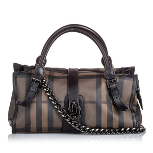 Burberry Brown Dark PVC Plastic Smoke Check Handbag United Kingdom