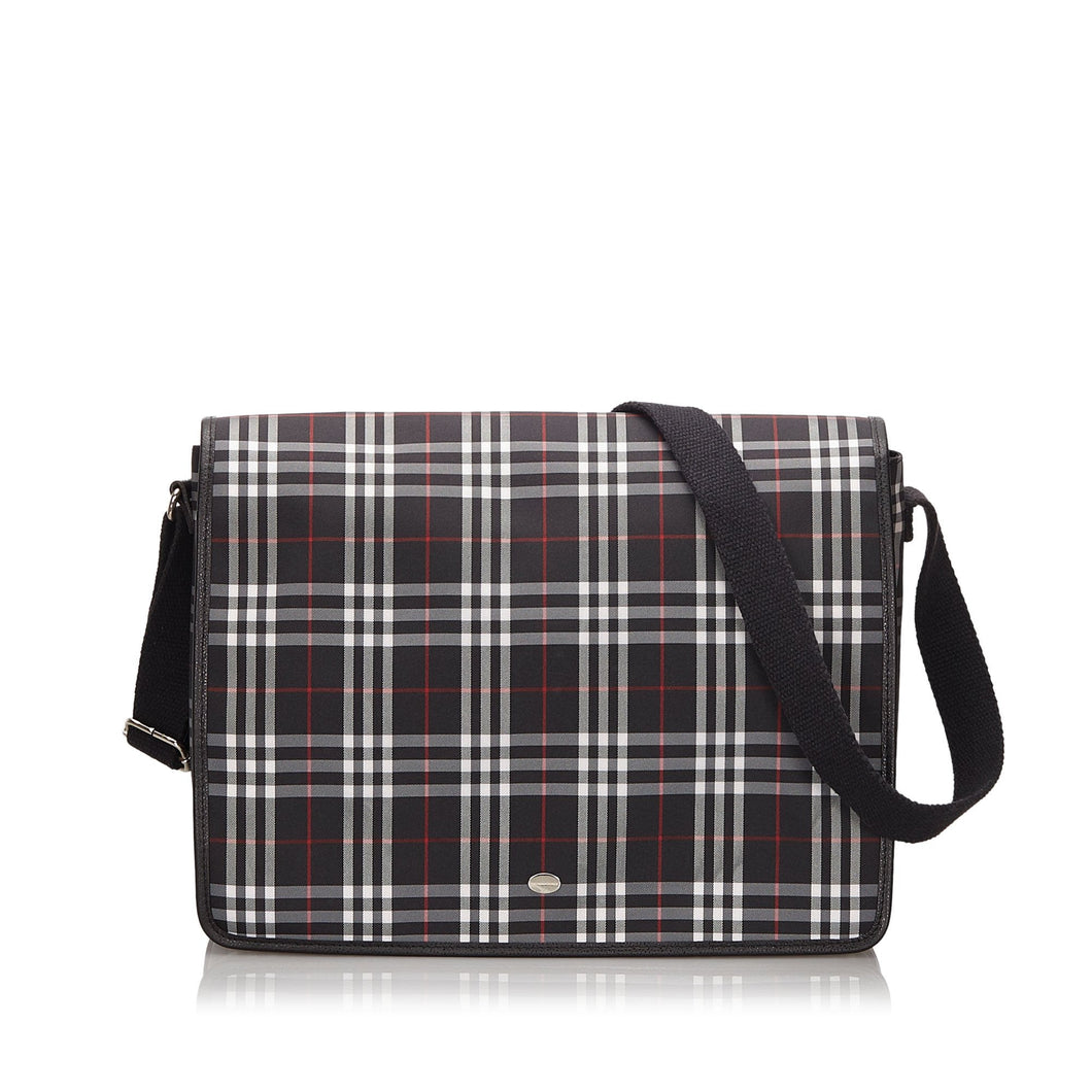 Burberry Blue Navy Canvas Fabric Plaid Crossbody Bag United Kingdom
