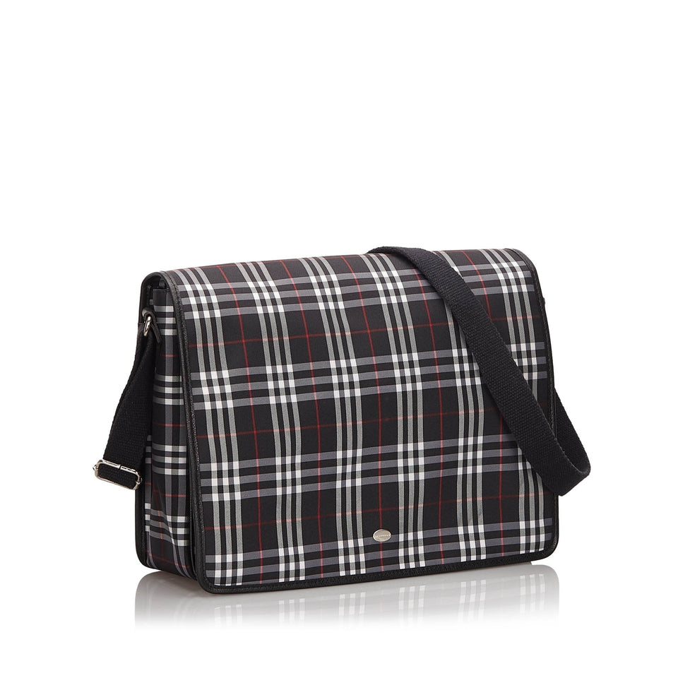 Burberry Blue Navy Canvas Fabric Plaid Crossbody Bag United Kingdom