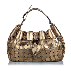 Burberry Gold Metallic Leather Warrior Shoulder Bag United Kingdom