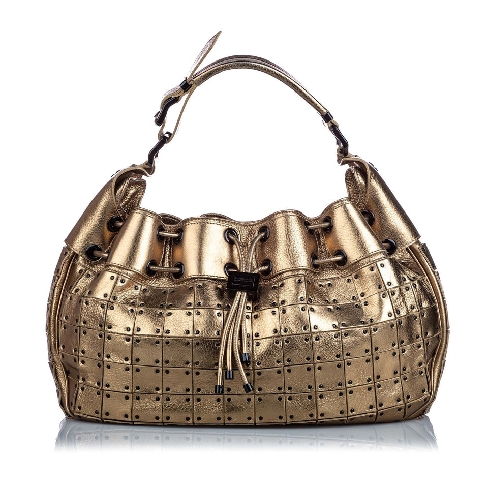 Burberry Gold Metallic Leather Warrior Shoulder Bag United Kingdom