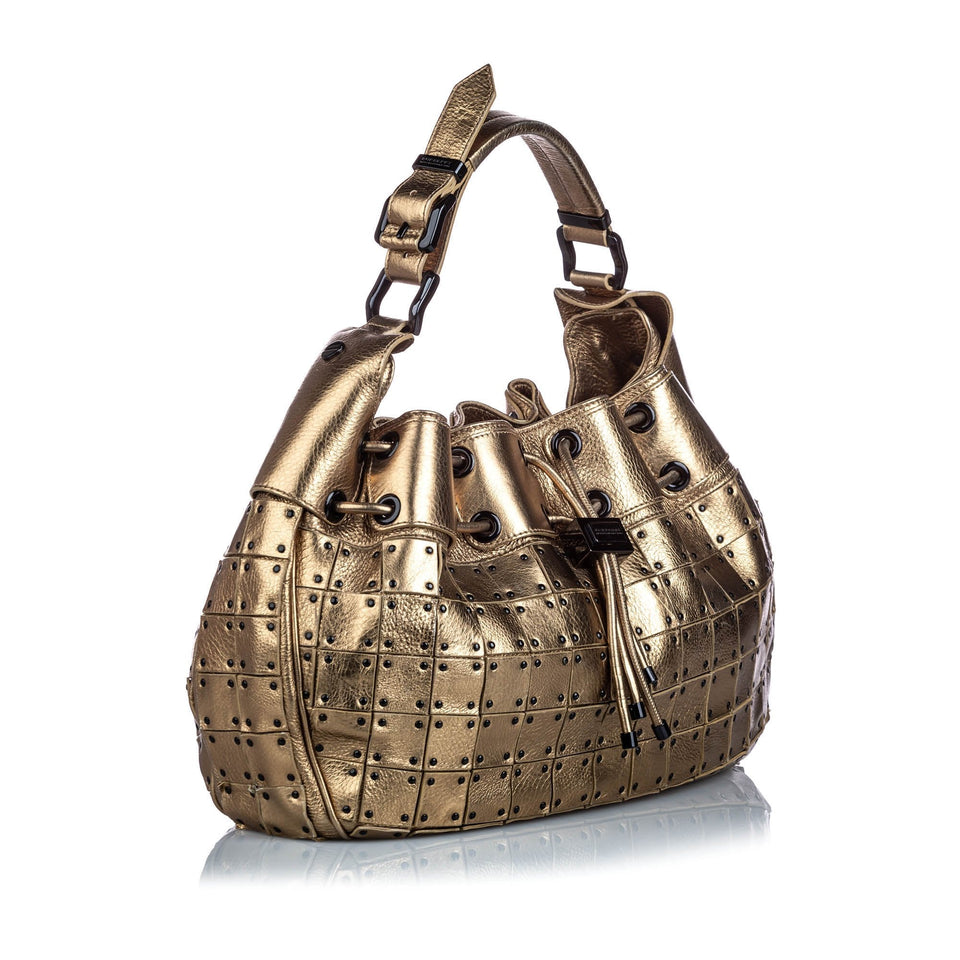 Burberry Gold Metallic Leather Warrior Shoulder Bag United Kingdom