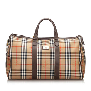 Burberry Brown Haymarket Check Canvas Travel Bag United Kingdom