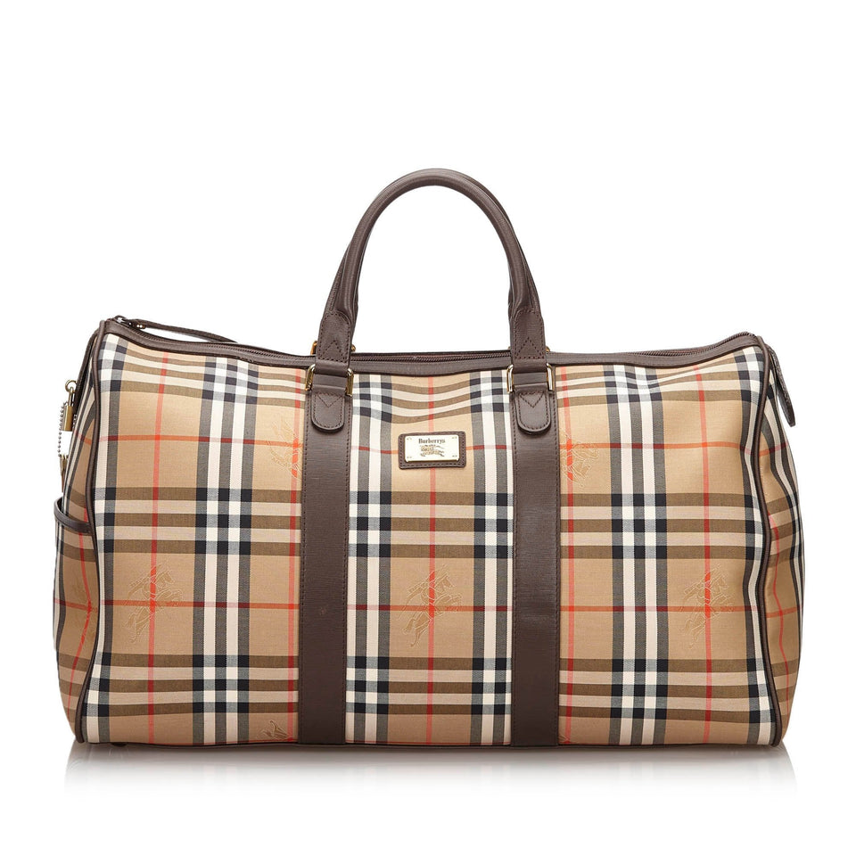 Burberry Brown Haymarket Check Canvas Travel Bag United Kingdom