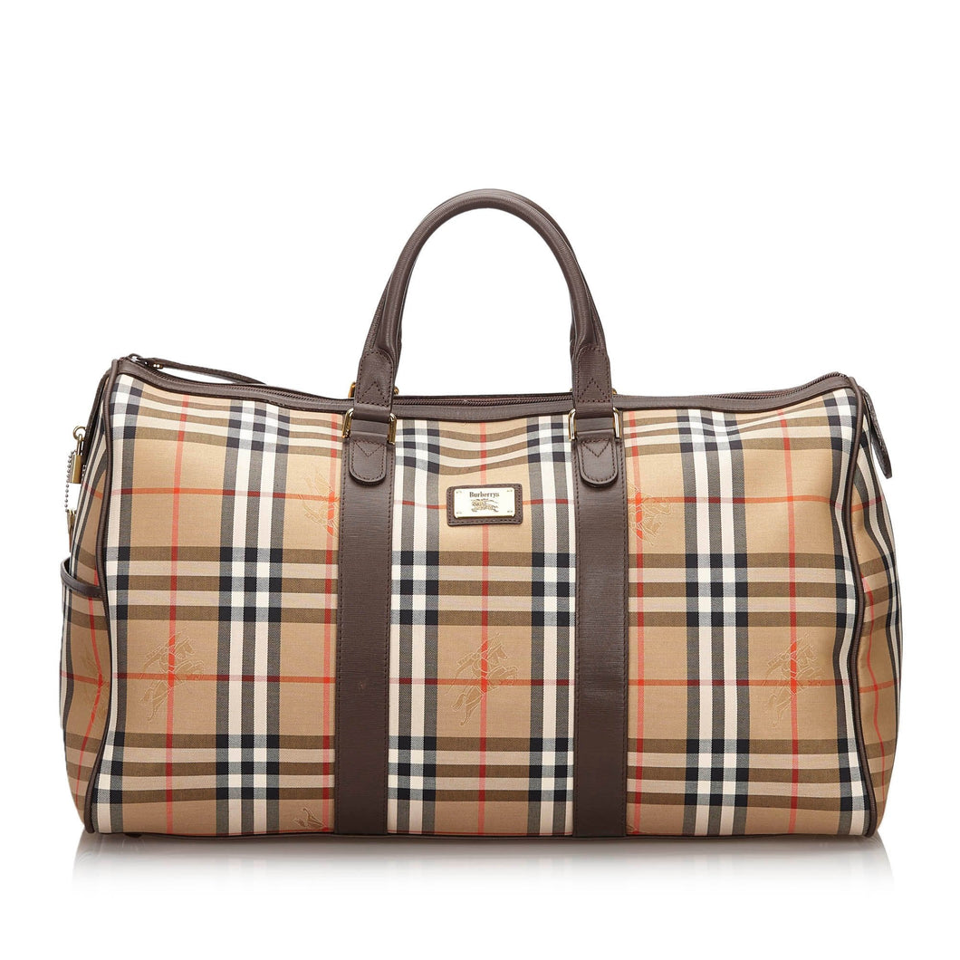 Burberry Brown Haymarket Check Canvas Travel Bag United Kingdom
