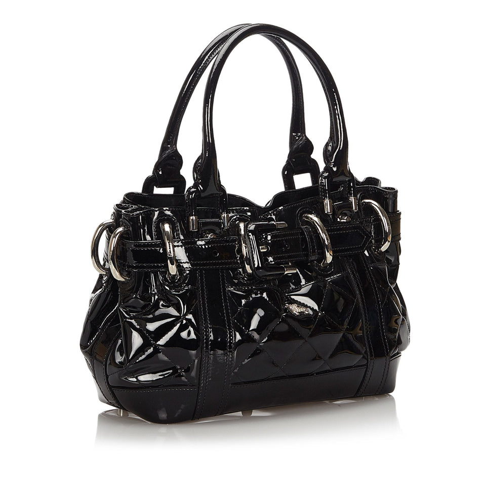 Burberry Black Patent Leather Quilted Handbag United Kingdom