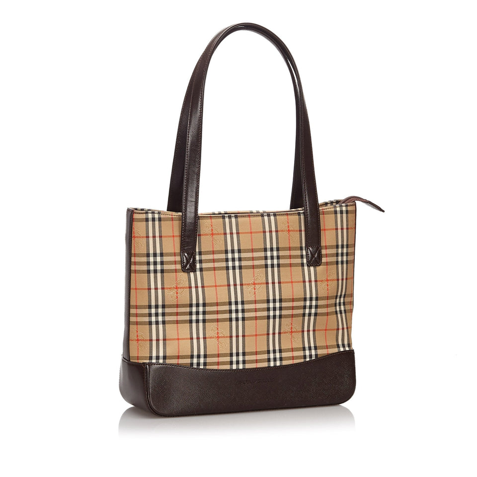 Burberry Brown Haymarket Check Canvas Shoulder Bag United Kingdom