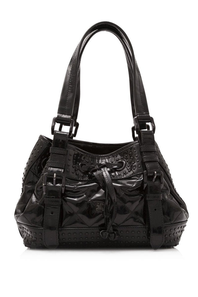 Burberry Patent Leather Studded Dawstring Shoulder Bag