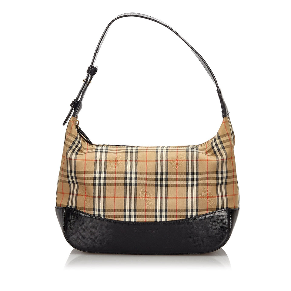 Burberry Brown Haymarket Check Canvas Shoulder Bag United Kingdom