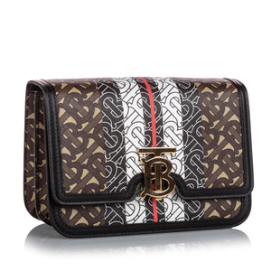 Burberry Brown Small Monogram Stripe E-Canvas TB Bag ITALY