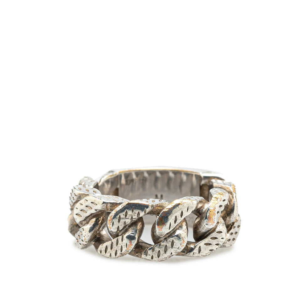 Silver Louis Vuitton Silver Damier Chain Ring M