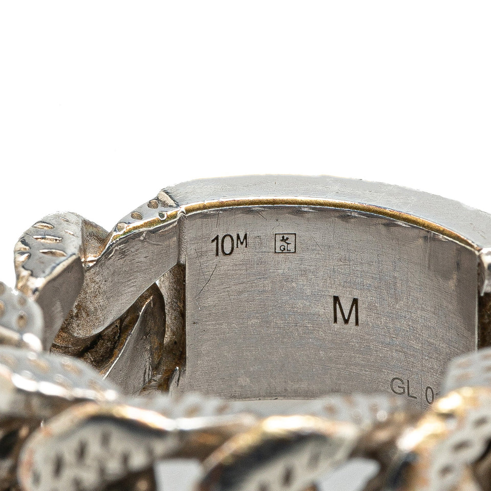 Silver Louis Vuitton Silver Damier Chain Ring M