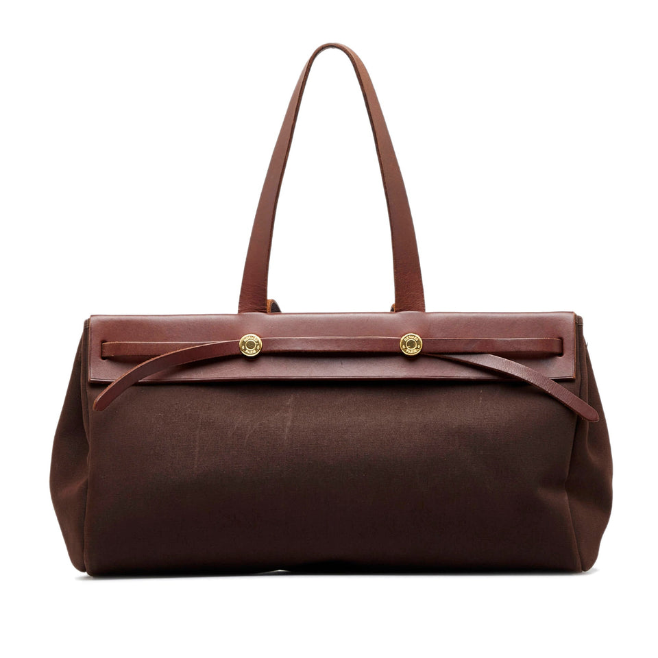 Brown Hermes Herbag Cabas MM Tote Bag