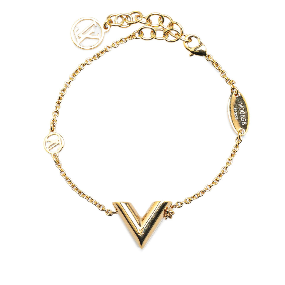 Gold Louis Vuitton Gold Plated Essential V Bracelet