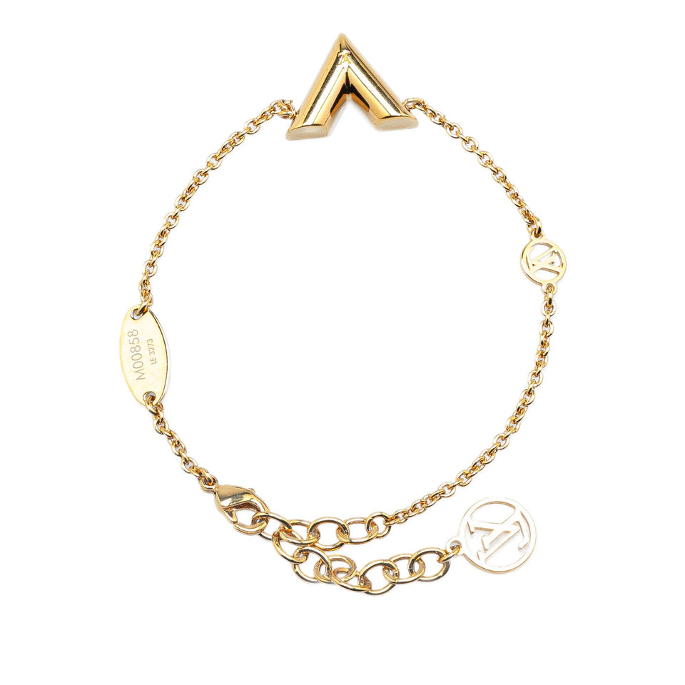 Gold Louis Vuitton Gold Plated Essential V Bracelet