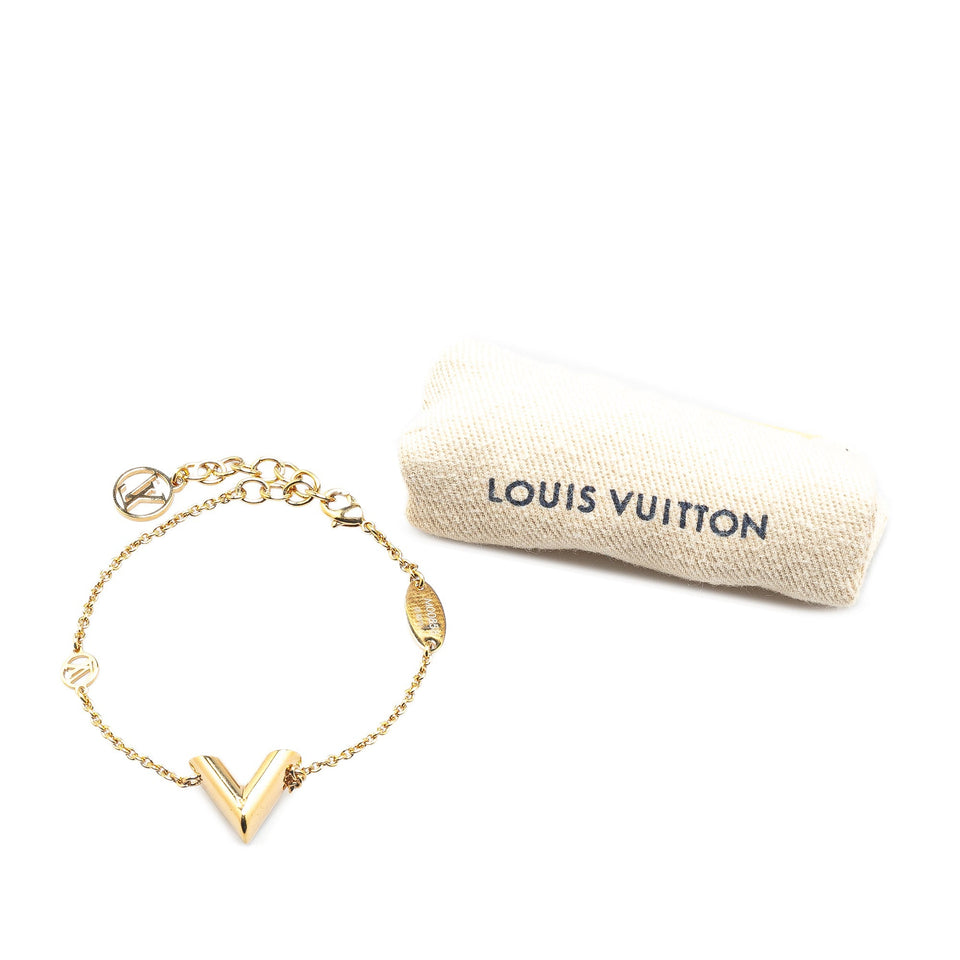 Gold Louis Vuitton Gold Plated Essential V Bracelet