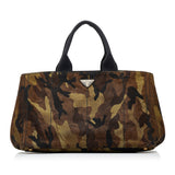 Brown Prada Canapa Camouflage Tote Bag