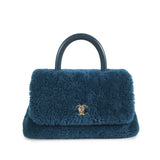 Chanel Coco Top Handle Small Blue Shearling Gold