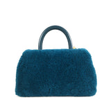 Chanel Coco Top Handle Small Blue Shearling Gold