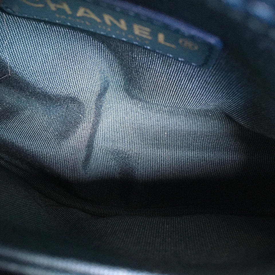 Chanel Coco Top Handle Small Blue Shearling Gold