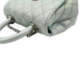 CHANEL Coco Extra Mini Top Handle Iridescent Caviar Leather Crossbody Bag Light Blue