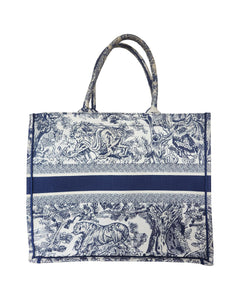 Dior Book Small Tote Bag in Navy Blue Canvas