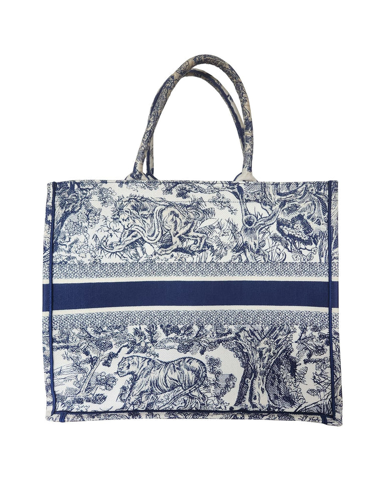 Dior Book Small Tote Bag in Navy Blue Canvas