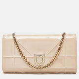 Beige Patent Leather Diorama Wallet on Chain