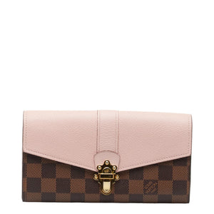 Louis Vuitton Damier Portefolio Clapton Long Wallet N64447 Magnolia Pink Brown PVC Leather  LOUIS VUITTON
