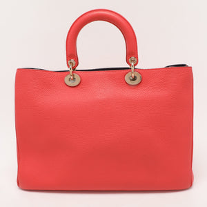 Dior Coral Leather Large Diorissimo Shopper Tote