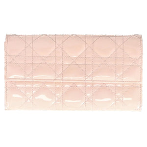 Dior Cannage Quilted Lady Dior Wallet in Pastel Pink Lambskin Leather