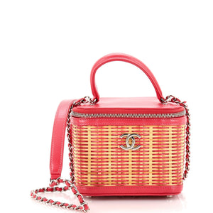 CHANEL Take Away Vanity Case Rattan and Calfskin Small