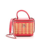CHANEL Take Away Vanity Case Rattan and Calfskin Small