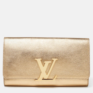 Louis Vuitton  Gold Leather Louise Clutch
