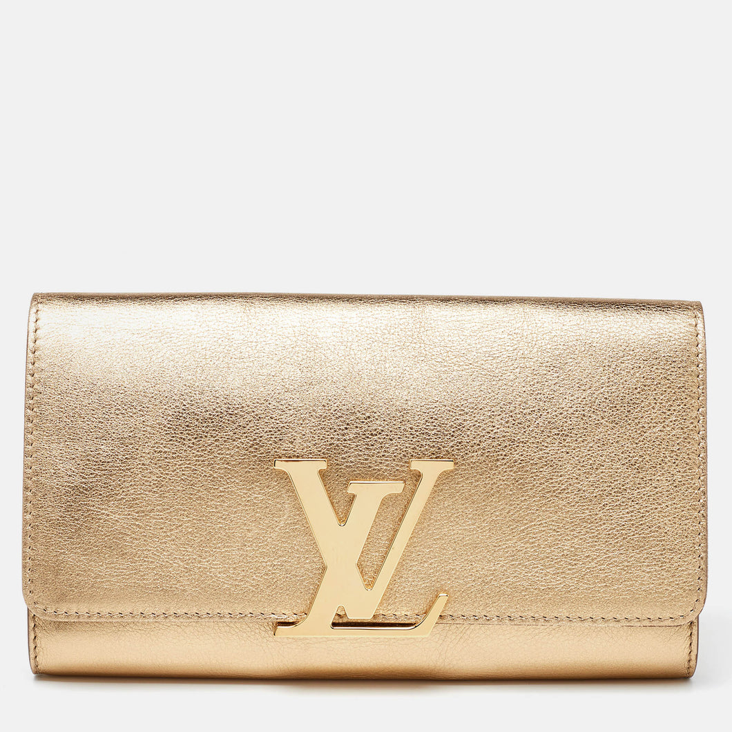 Louis Vuitton  Gold Leather Louise Clutch