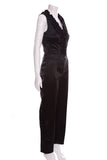 Chanel Black Satin Sleeveless Ruffle Jumpsuit SZ 38