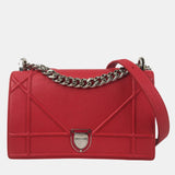 Red Pebbled Leather Small Diorama Shoulder Bag