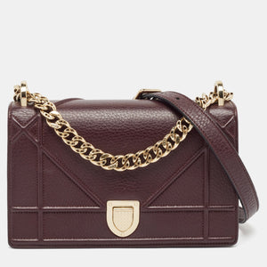 Burgundy Leather Small Diorama Shoulder Bag